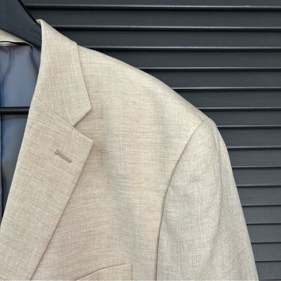 Jos. A. Bank Men’s Linen and Wool Blend Tan Sport Coat Blazer, Size 46R - Picture 5 of 16